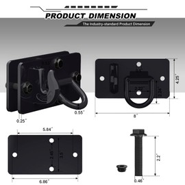 AMBULL 2 Pack Tractor Bucket Hooks with Tie Down Ring, Grade 70 Forged Steel Bolt On Grab Hook Tow Hook Mount with Backer Plate, Work Well for Tractor Bucket, RV, UTV, Truck, Max 15,000 lbs Black