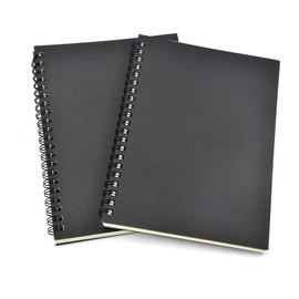 Chstarina 2pcs A5 Sketchbook Spiral Bound Black Sketch Book Kraft Cover Spiral Notepad Empty Sketch Pad Paper Drawing Artist Pad for Painting Graffiti and Memos 12 x 18 cm