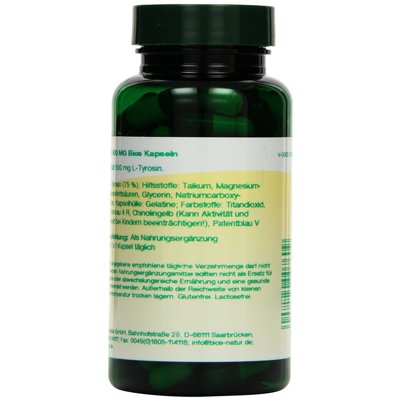 Bios L-Tyrosine 500 mg 100 Capsules Pack of 1 x