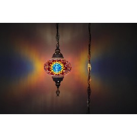 Asylove Turkish Mosaic Ceiling Lamps, Moroccan Pendant Lighting, Handmade Mosaic Hanging Light, Anatolian Lamp Desing, Traditional Turkish Lamps (FIRE)