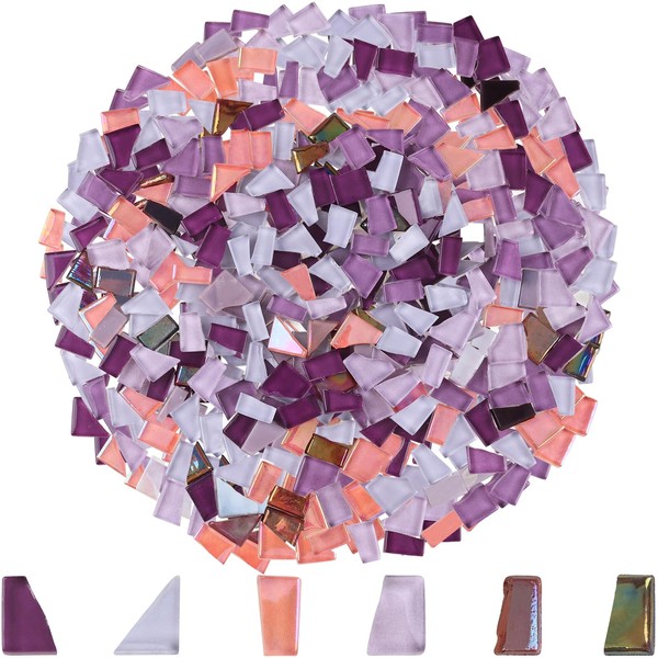 Yazikisa 1.1 lb Mixed Shapes Crystal Mosaic Tiles Purple Glass