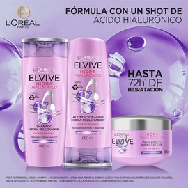 LOreal Paris Elvive Hidra Hialuronico Rutina de 3 Pasos, Shampoo 680ml  Acondicionador 680ml  Mascarilla Hidratacion para Cabello 300g. 3pack Ideal...