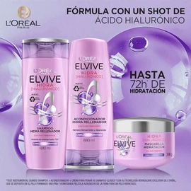 LOreal Paris Elvive Hidra Hialuronico Rutina de 3 Pasos, Shampoo 680ml  Acondicionador 680ml  Mascarilla Hidratacion para Cabello 300g. 3pack Ideal...