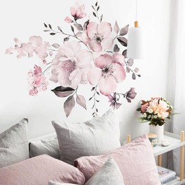 Wall Sticker Flower Wild Chrysanthemum Tulip Rose Kinako Chrysanthemum Wall Sticker Wall Sticker Wall Paper Painting Style Waterproof Wall Sticker Removable Flower Living Room Bedroom Children's Room (Size: H 20.5 x W 22.8 inches (52 cm) x W 22.8 inches 