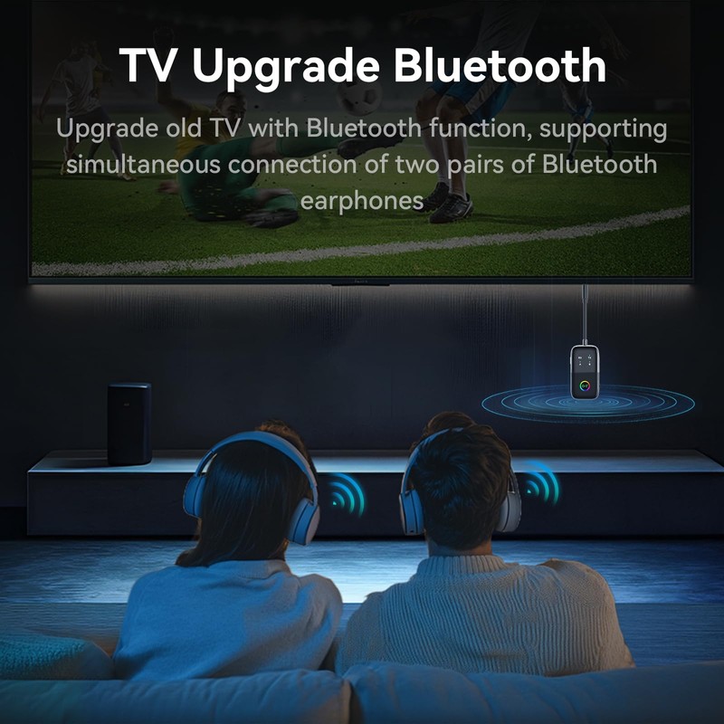 2-in-1 Bluetooth 5.2 Transmitter Receiver for TV/Airplane/Gym/Planes/Boat, Dual Link aptX