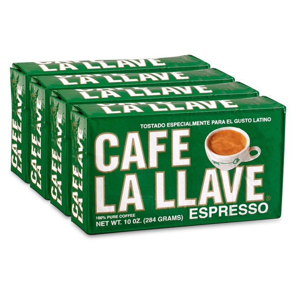 Cafe La Llave Espresso Dark Roast Coffee, 10 Ounce (Pack of 4)