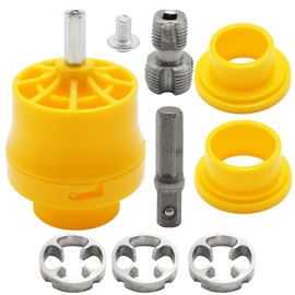 GMAPATS PVC Thread Kit, Pipe Threading Tool PVC Pipe Threader Set with 3 Dies 1/2" 3/4" 1" Plastic Pipe Tap Die Set for Electric Drill, Pipe Threader Kit