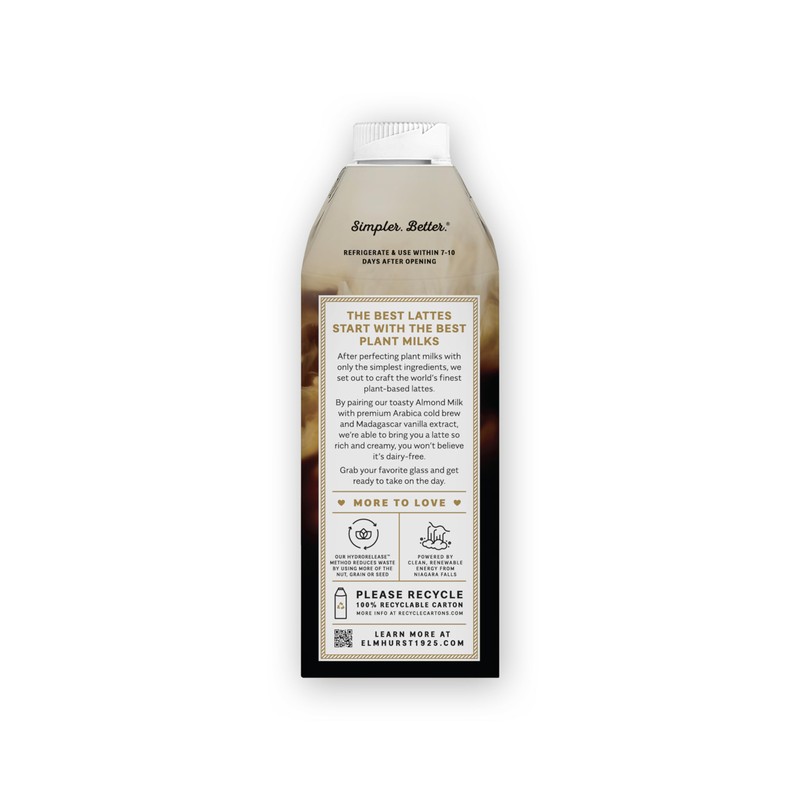 Elmhurst Milked Toasted Almond Vanilla Latte 25.4 Ounce (Pack of