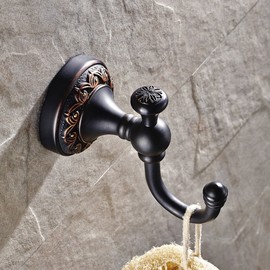Leyden Brass Towel Hooks, Oil Rubbed Bronze Robe Hooks Antique for Bathroom Cloakroom Kitchen