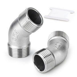 ERGAOBOY 2 Pieces 3/4 Inch BSP Male Thread to Male Thread 304 Stainless Steel 45 Degree Pipe Connector for Pipe Connections
