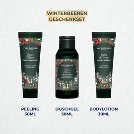 Yves Rocher Limited Edition Gift Set for Women - Winter Berries: Body Lotion 30ml, Exfoliating 30ml & Shower Gel 50ml - Moisturising Care Routine with Vanilla