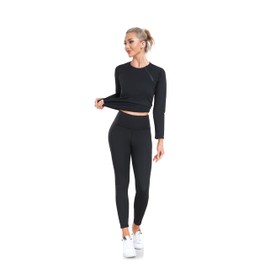 Slimming T Shirt Women Slimming T-Shirt Anti Cellulite Sports Jacket Nano Composite Silver Version 2.0 Sauna Effect Flat Tummy, black