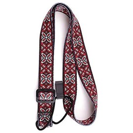 FUKUSHOP Ukulele Strap, Mini Guitar Strap, Ukulele Neck Strap, Ukulele Level, Hook Type, No Drilling Required, Hook Type, Hangs Over Sound Hole, Adjustable Length, Cute, Exotic Style (Pattern x Red Flower)