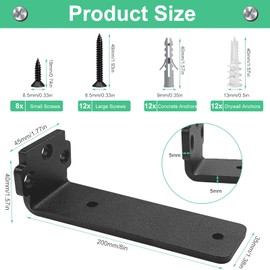 Pack of 4 Shelf Brackets, Shelf Brackets, 10 cm / 12.5 cm, Black L-Shaped Shelf Brackets for Wall Mounting, Bookshelves, Decorative Shelves etc. (5 Inches, Black)