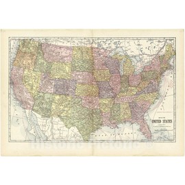 Historic 1914 Wall Map - Atlas and plat Book of Jasper County, Iowa - Map of The United States - Standard Atlas and Directory of Jasper County, Iowa 24in x 16in