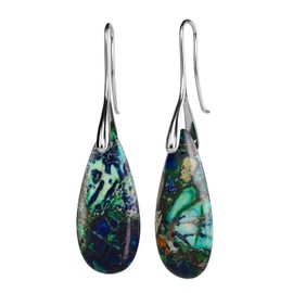 BOPOW Boho Dangle Drop Earrings for Women Western Handmade Jasper Stones Dangly Earrings for Woman, Silver, Stone Sterling Silver, imperial jasper stone