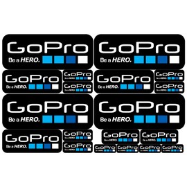 GO PRO kompatible Aufkleber GO PRO – Kit schwarz weiß verschiedene Größen und Farben – Fahrrad Motorrad Auto Aufkleber Aufkleber Vinyls Farben Go Pro Motocross Enduro MTB (19 Stück - Schwarz)