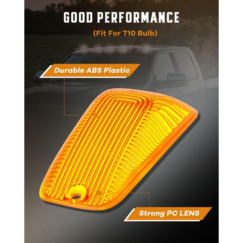 cciyu 5x Cab Marker Light Amber Top Roof Running Light/Cover