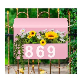 Wall-Mount Mailbox with Flag, Large Capacity Mailboxes for Outside House with Planter & 3 Sets of 0-9 Mailbox Number Stickers, Galvanized Steel Rust-Proof Post Box Metal Mail Box, 13.8"W*9.8"H*3.9"D