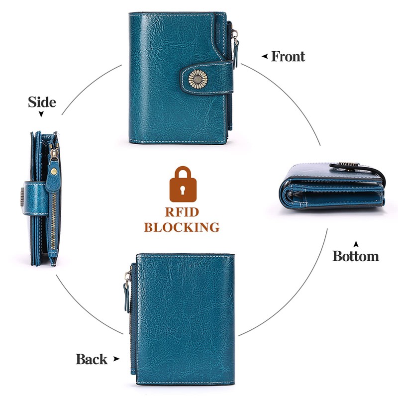 SENDEFN Small Women Wallet Genuine Leather RFID Blocking Bifold Small
