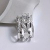 Biuhapiy Round Zircon Sparkly Ring Cross Design Ring 925 Sterling