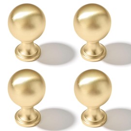 SYZOW 4 Pack Brass Cabinet Knobs, Brushed Gold Kitchen Drawer Pulls,Brushed Gold Cabinet Knobs Drawer Knobs Kitchen Cabinet Knobs (Gold)