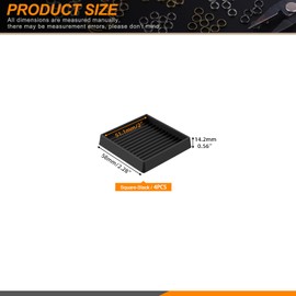 Rustark 4pcs 50mm 2 Inch Black Square Rubber Caster Cups Non Slip Furniture Square Pads Coasters Square Pads Hardwoods Floors Protectors Non Skid Square Furniture Feet Caps for Bed Couch Tables Chair