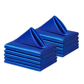 Counfeisly 12 Pack Square Satin Dinner Napkins, 20x20 Inches Silky Soft Smooth Table Cloth Napkins for Restaurant Weddings Banquet Party Decoration, Royal Blue
