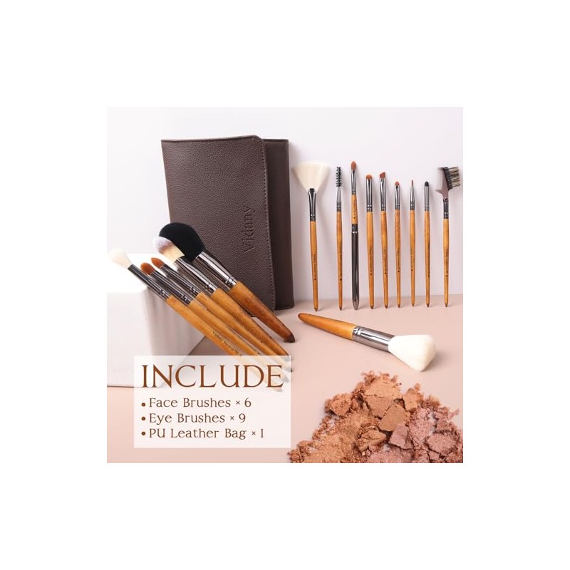Juego de Brochas de Maquillaje 15 Piezas de Brochas de