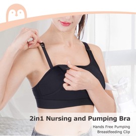 Momcozy Pumping Bra Hands Free, 2-in-1 Pumping & Nursing Bra Comfortable & Adjustable Suitable for Medela, Lansinoh XS-XXL Black