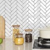 Livelynine 16pcs White Herringbone Backsplash Tile Peel and Stick Subway