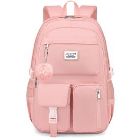 Laptop Backpack for Women College Bookbag: 15.6 Inch Student Backpacks Anti Theft Daypack Cute Middle High School Bag Fashion Travel Back Pack Casual Book bag for Teen Girls Pink
