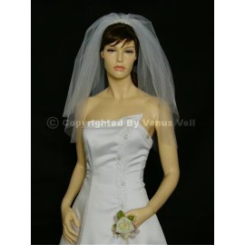 Venus Jewelry 2T White Wedding Bridal Shoulder Cut Edge Tiara Veil