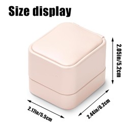 PU Leather Jewelry Ring Box,Premium Ring Box for Engagement and Wedding, Blush Pink Leather, 5.5 x 6.2 x 5.2 cm