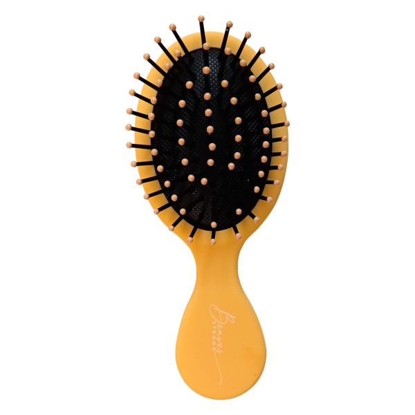 Essential Mini Hair Brush by BeaverStrong, Pocket-size Detangler Brush with Soft Bristles for Travel, Toddlers, Kids, Teens (Lemon Yellow)