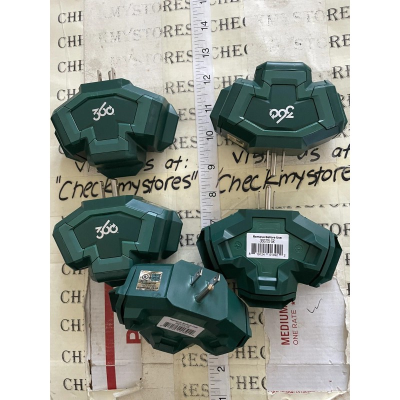 AuctionFuel 5X New 360 Electrical 3-Outlet Power Hub Adapter Green