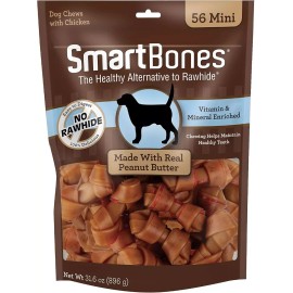 Unbranded Mini Bones with Real Peanut Butter 56 Count, Rawhide-Free Chews for Dogs