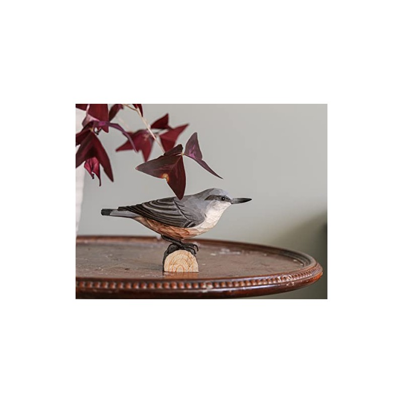 WILDLIFEGARDEN Wildlife Garden WG410 DecoBird Nuthatch, Hand-Carved Decorative Wooden Bird,