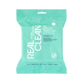 Real Techniques Real Clean XL Hydrating Facial Wipes, Infused With Hyaluronic Acid, Dual-Usage Cleansing Wipes Repair Skin & Gently Remove Makeup, Fragrance Free, 25 Count