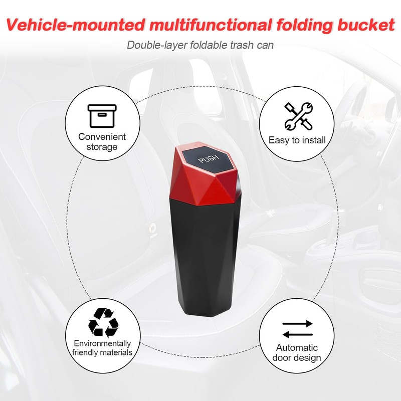 Osilly Car Trash Can with Lid, Diamond Design Small Portable