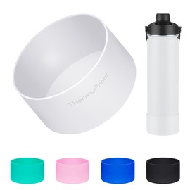 ThermoProof Anti-Slip Protective Silicone Boot for 2.8” to 3” Water Bottles & Tumblers – Flexible, Stretchable, Non-Toxic, Dishwasher-Safe, and Fits Other Brands’ Bottles (White, 3")
