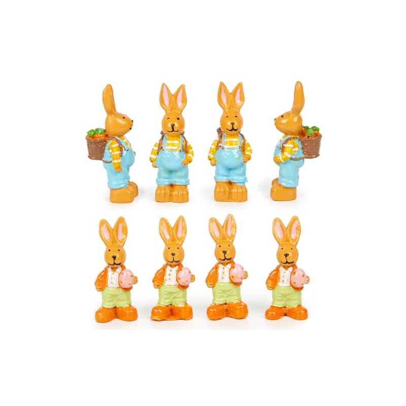 Logbuch-Verlag 8 Mini Easter Bunny Figures Small Colourful Rabbits as