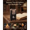 5-in-1 Butane Torch Lighter, with Built-in Punch, V Cutter, Draw