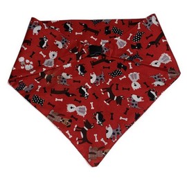 Sweater Dogs on Red Dog Bandana (Large)