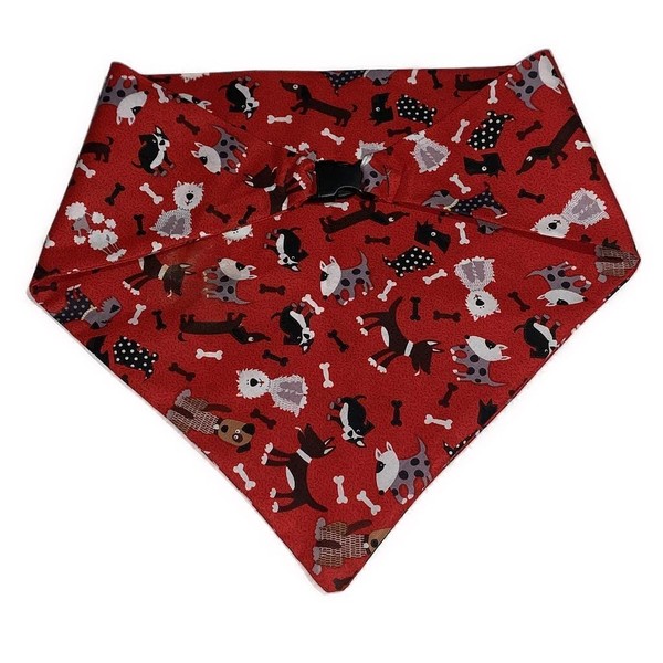 Sweater Dogs on Red Dog Bandana (Large)