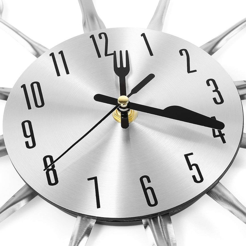 CIGERA 14" Kitchen Cutlery Wall Clock with Forks and Spoons