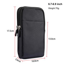 Men's Mobile Phone Fanny Pack with Belt Clip, Cell Phone Belt Bag with Clip, Men's Smartphone Waist Bag Zipper Mobile Phone Holster Waist Pouch Wallet with Carabiner Belt Loop for Outdoor Sport Travel