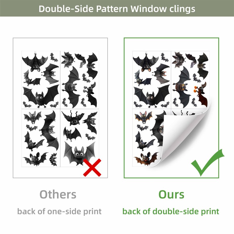 VELUMI Halloween Window Clings, Static Cling Stickers for Glass (Bat2)