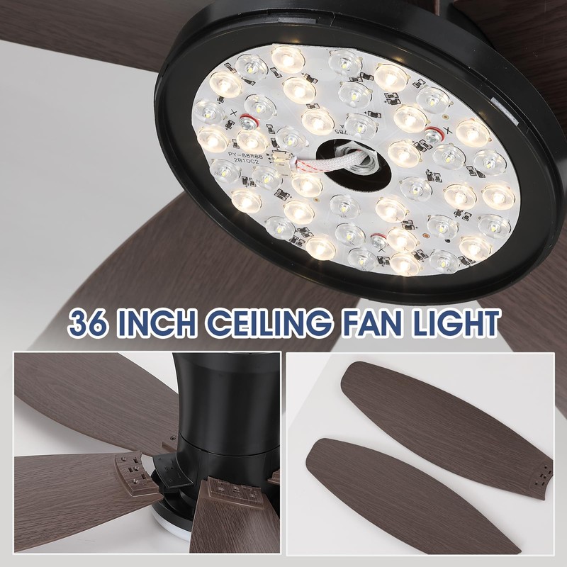 Surtime Ceiling Fans with Lights-42 Low Profile Ceiling Fan with
