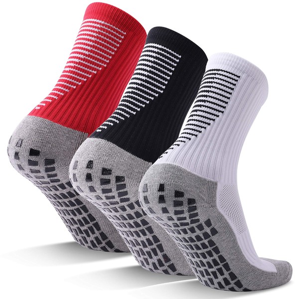 DYB & home Soccer Socks, DT-8 Sports Socks, Men's, Mid Tube, Training Socks, Medium Thick, Anti-Slip Particles, Breathable, Sweat Absorbent, Antibacterial, Odor Resistant, Football, Futsal, Climbing, Bicycle, Running, Unisex, 1/2/3 Pair Set, 9.1 - 11.0 i